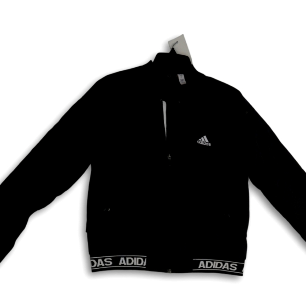 Adidas Womens Black Pockets Long Sleeve Full Zip Bomber Jacket